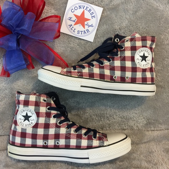 checkered high top converse
